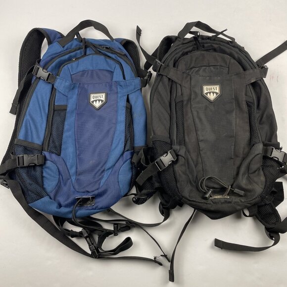 Quest Hydration Backpack Adults Hike Camp Travel School Black Blue Lot Of 2 - Picture 1 of 13